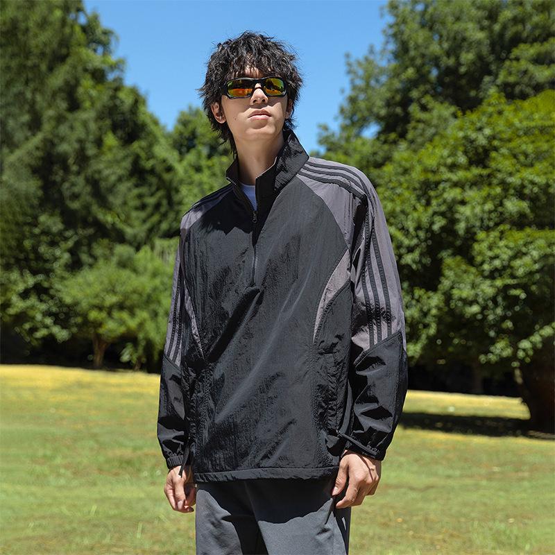 

New Autumn Color Block Patchwork Stand Collar Couple Workwear Jacket - Retro Trendy Loose Fit 2XL