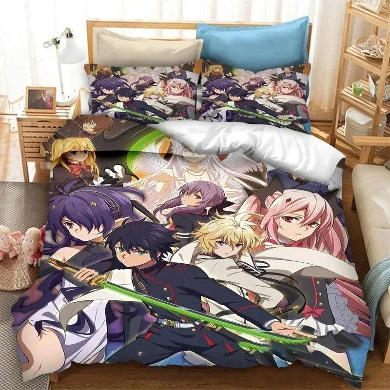 3D Print Anime Seraph of the End Mikaela Hyakuya Bedding Set Boys Girls Twin Queen Size Duvet Cover Pillowcase Bed Boys Adult