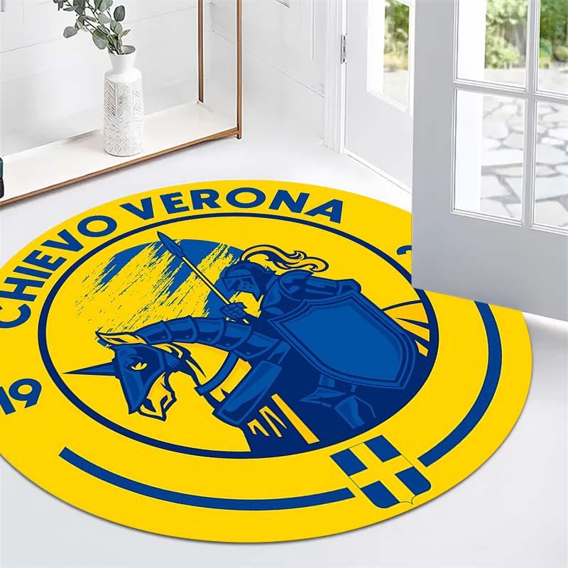 Chievo Verona Knight Horse Silhouette Crest Circular Area Rug Serie A Football Round Floor Carpet Sports Fan Living Room Bedroom Home Decor Mat