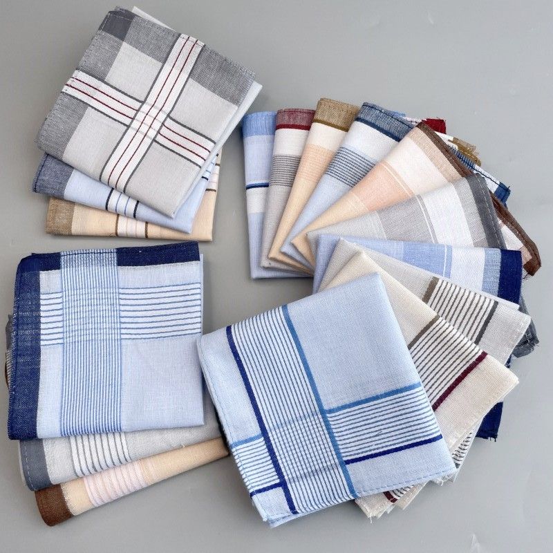 (Buy 10 Get 1 Free) Cotton Gentleman Men Handkerchief Old-Fashioned Classic Handkerchief Women's Portable Thin Cloth Square Scarf