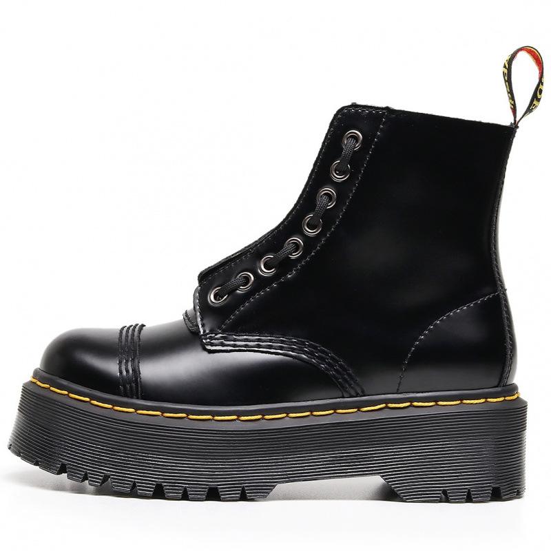 

Martin boots two wear thick bottom hole locomotive boots front zipper, British women s short boots loose 45