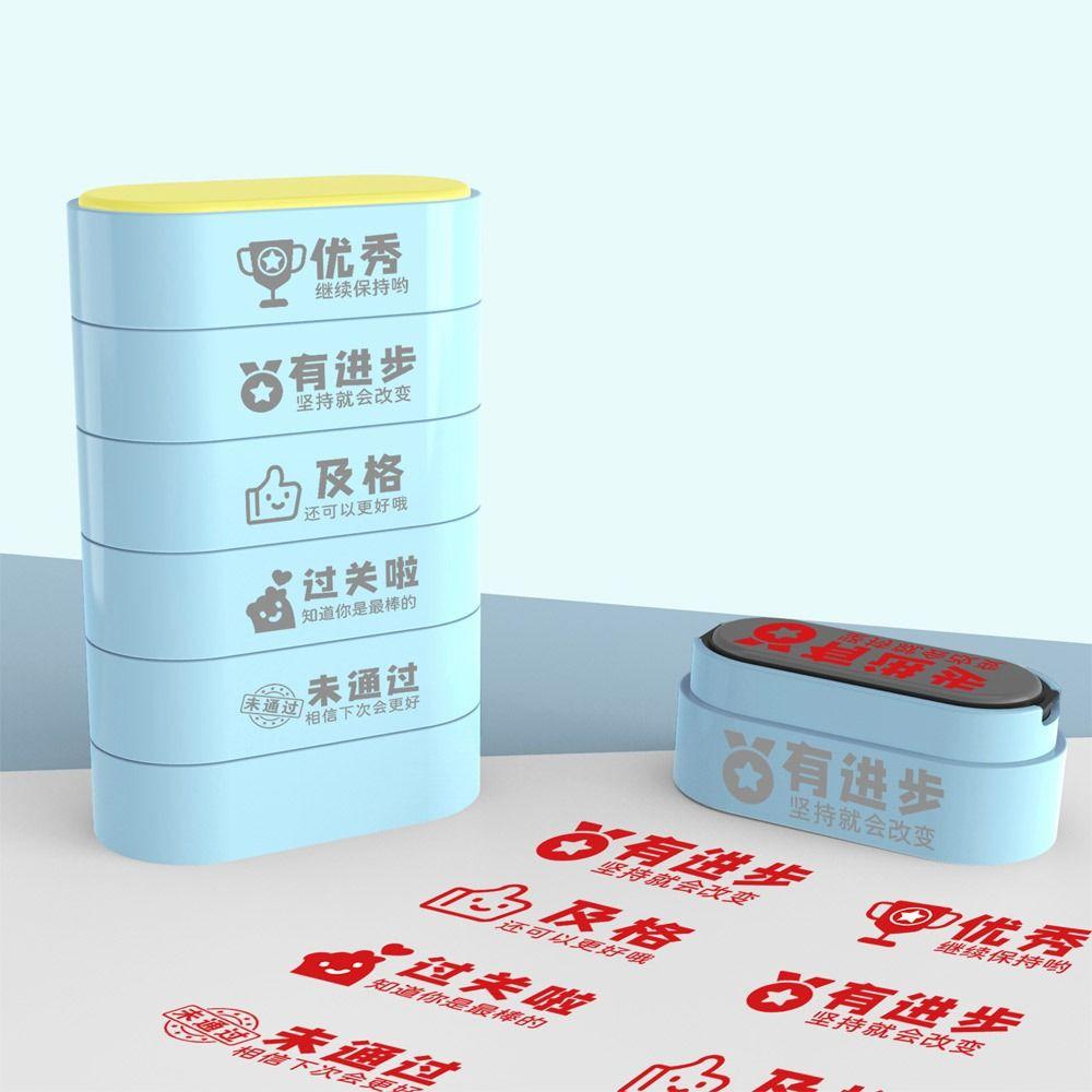 

5-In-1 Pinyin Revised Seal Plastic Early Education Seals Portable Comments Stamp Teacher Blue-2