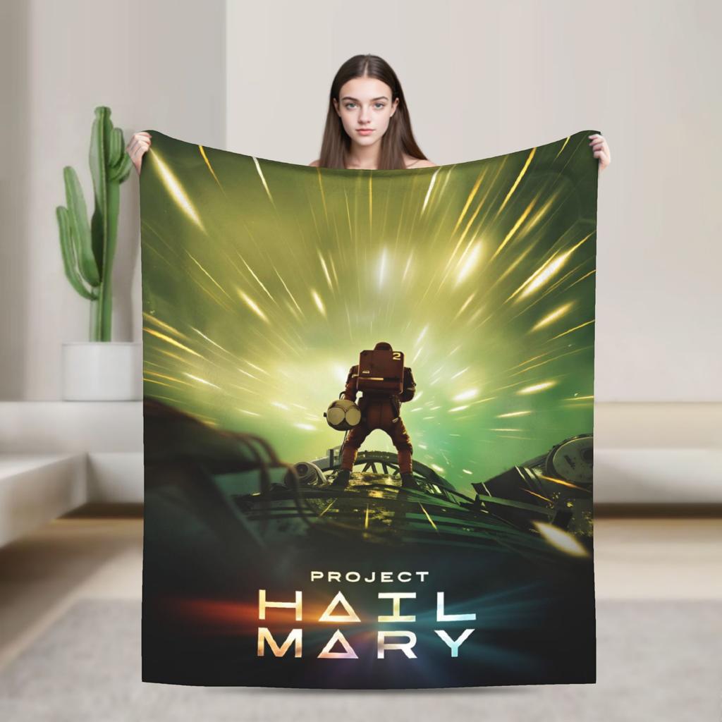 Project Hail Mary Poster Blanket Girls Flannel Bedding Throws For Living Room Soft Comfy Custom Quality Bedspread Gift Idea