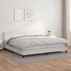Exclusive House - Bed Slat Base with Mattress White 200x200cm Faux Leather