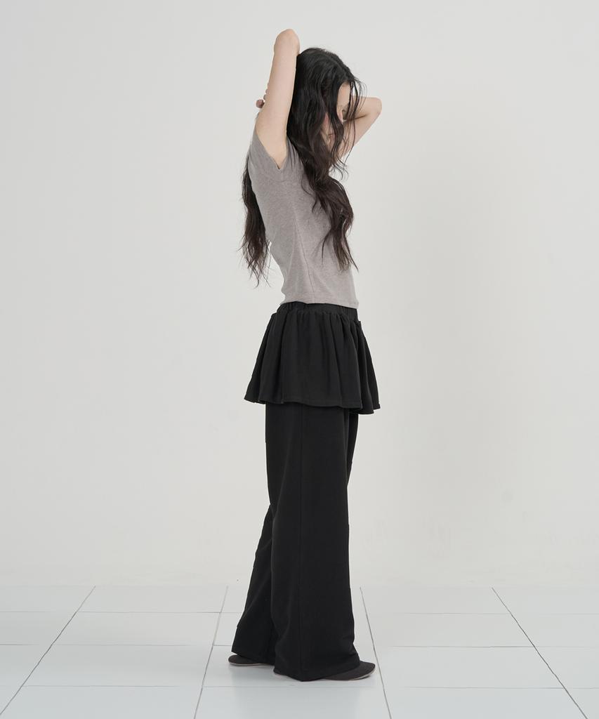 Ouas [Thin Mini Terry] Skirt Sweatpants Black