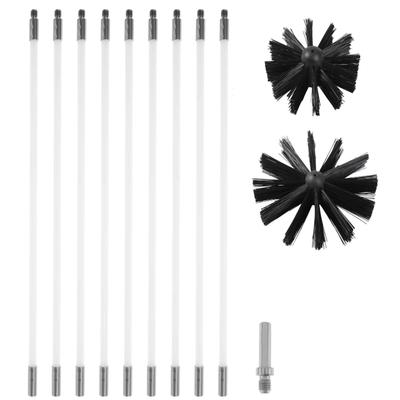 MORYTRADE Chimney Sweep Brush, Pipe Cleaning, Gutter Cleaning, Up To 3.6m, 10cm, 15cm Head, 360cm, White