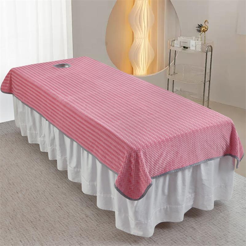 Luxury Beauty Salon Bed Sheets SPA Massage Winter Warm Velvet Soft Touching Skin-friendly Cotton Bedding Table Cover With Hole