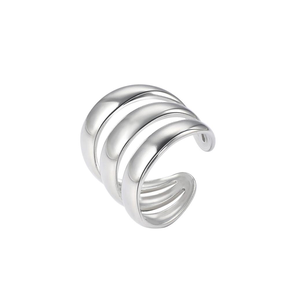 Open Titanium Steel Ring Women's Three-ring Plain Ring Fashion Hollow Couple Ring Hand Jewelry