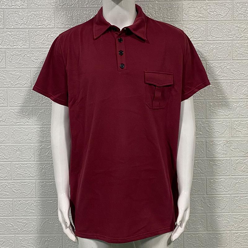 

Новый летний трикотаж Приталенная рубашка с воротником и карманом, с короткими рукавами XXXL бордовый