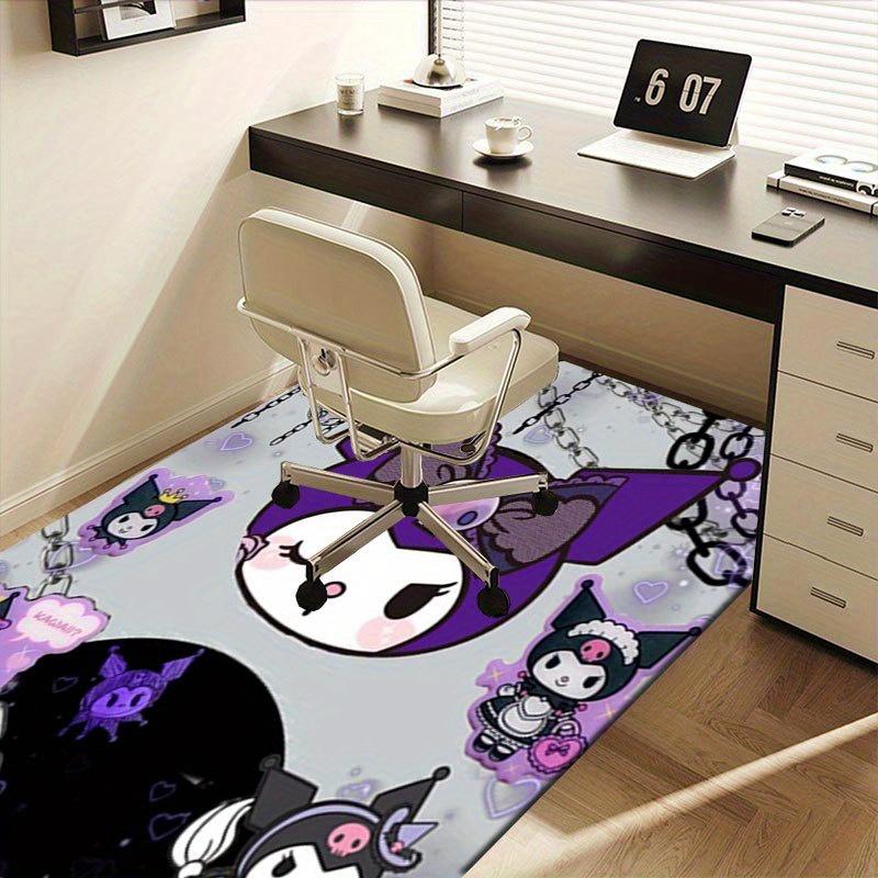 1pc Sanrio Kuromi Mermaid Printed Office Carpet Rectangle Rug Under The Table,Perfect Room Decor for Living Room, Bedroom, Kitchen, Non-slip Floor Mat