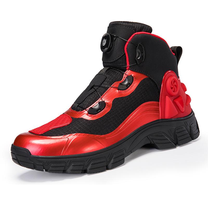 

Чоловічі протиударні мотоциклетні чоботи для їзди, всесезонні кросівки для мотокросу та бездоріжжя, міцні для мотоциклетних подорожей та їзди 44 червоний