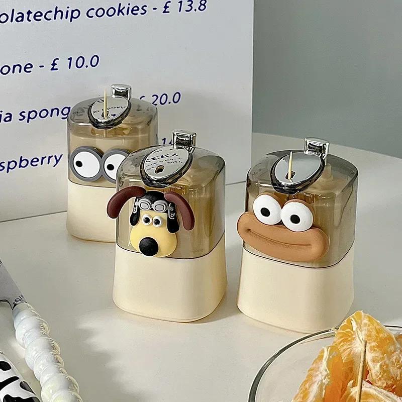 Auto Pop-Up Plastic Toothpick Holder Cute Cartoon Animal Character Toothpick Storage Box Automatic Ejection Toothpick Container