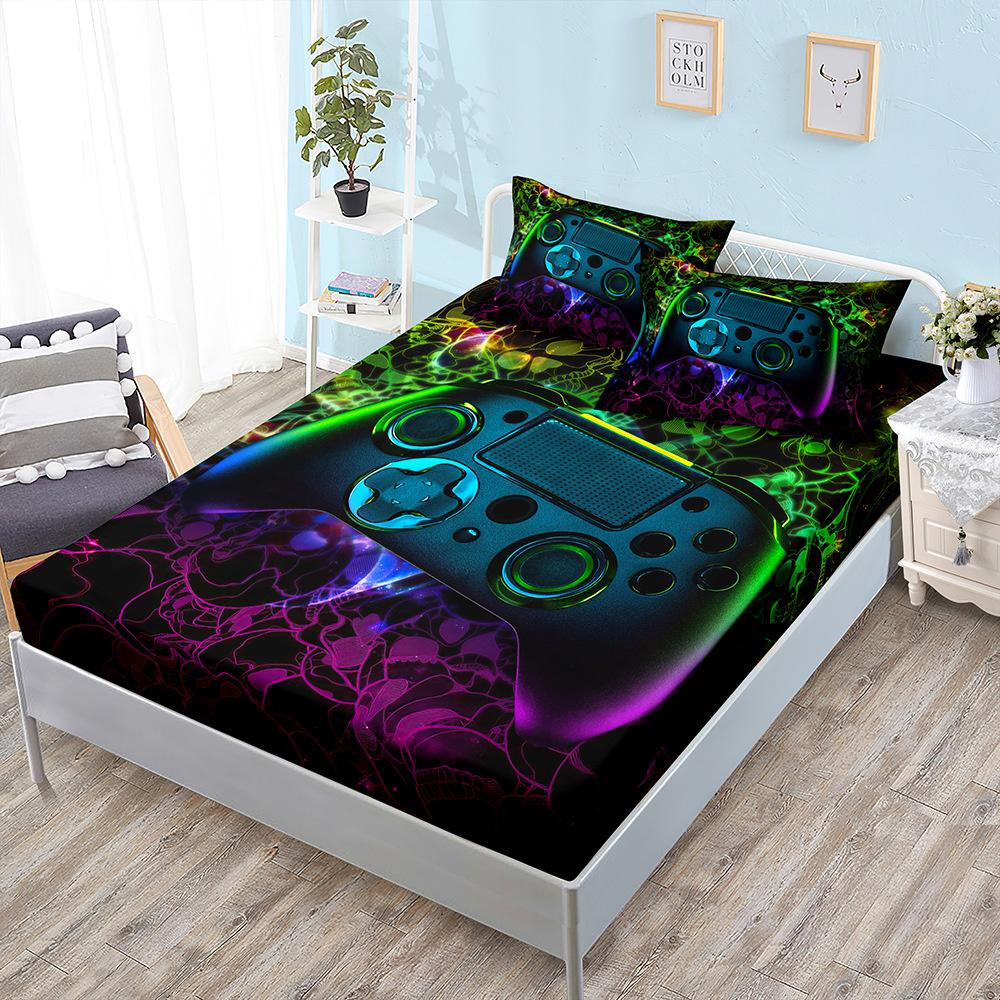 New Gamepad Gaming Sheet Bed Mattress Protector Gamer Bedding Elastic Fitted Sheet Kids Boys Bed Cover Twin Full Queen King Size