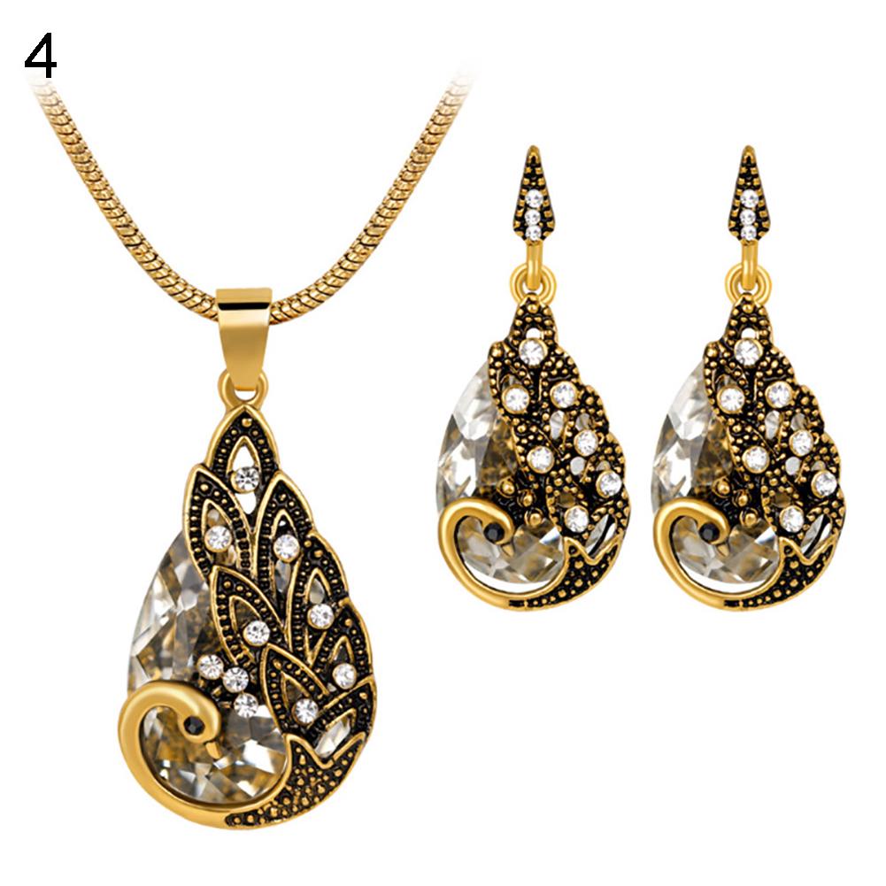 3Pcs Earrings Jewelry Fake Peacock Pendant Fashion Necklace