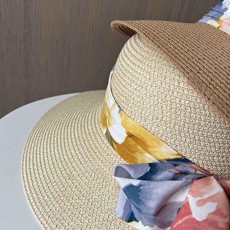 Summer Streamer Bow Woven Straw Hat Women's Big Eaves Sunshade Sunscreen Hat Seaside Vacation Sun Hat