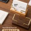 Black Walnut Wood Business Card Holder: Large Capacity, Solid Wood, Creative Design for Hotel Front Desks, High-End Metal Name Card Stand