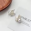 French Style Pearl Bowknot Earrings For Women Sweet Exquisite Irregular Bow Stud Earrings For Women Ear Buckle Party Holiday Jewelry Gifts