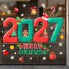 Two-sided Christmas Glass Window Sticker Removable Static Xmas Party Door Stickers  New Year