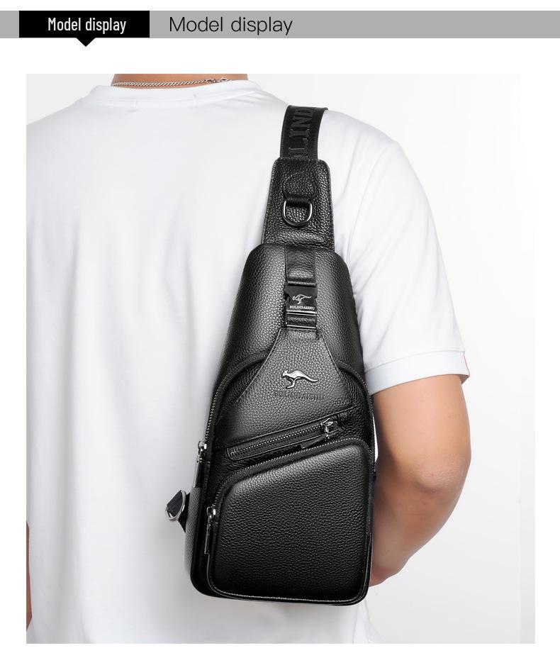 BOLINDAISHU Men's Genuine Leather Cowhide Chest and Messenger Bag