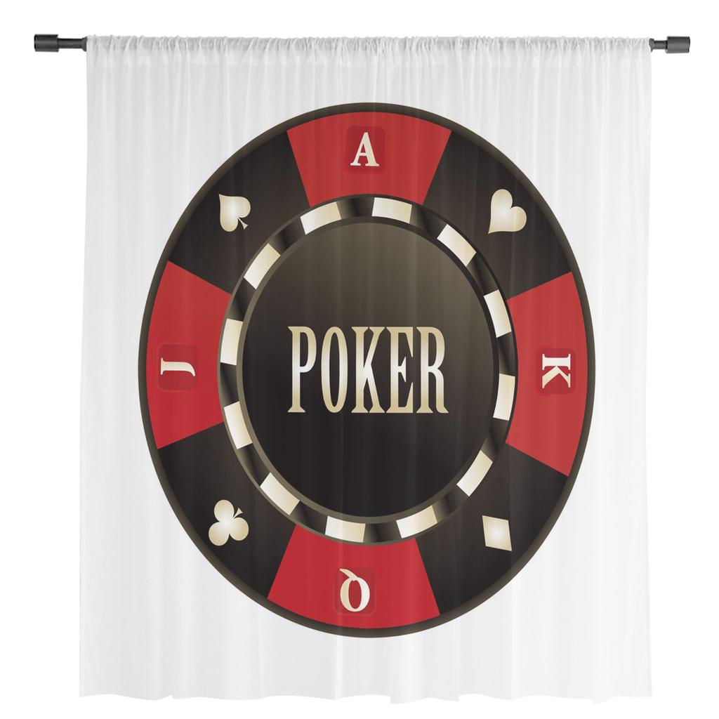 Box Peach Heart Poker Chip Chiffon Sheer Curtains for Living Room Bedroom Home Decoration Window Voile Tulle Curtain Drapes