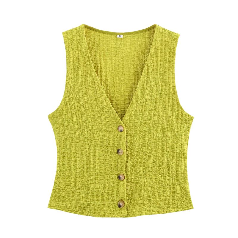 Textured Sleeveless Cardigan Vest Tops 5039277 Straight-leg Loose Comfort and Casual Pants 5039278