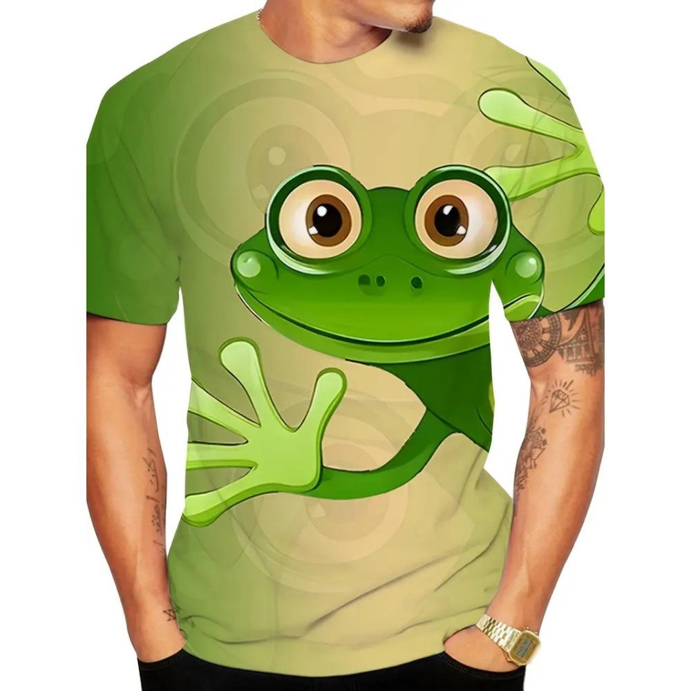 Harajuku Style Frog Pattern 3D Printed Men's T-shirt Summer Casual Short Sleeve T-shirt Kids Daily Streetwear Men's Y2k Clothes