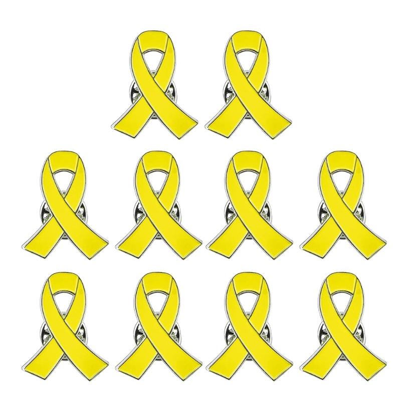 

Set of 10 Yellow Ribbon Brooch Health Consciousness Badges Stylish Anti-Violence Awareness Breastpins Clothing Badge 1