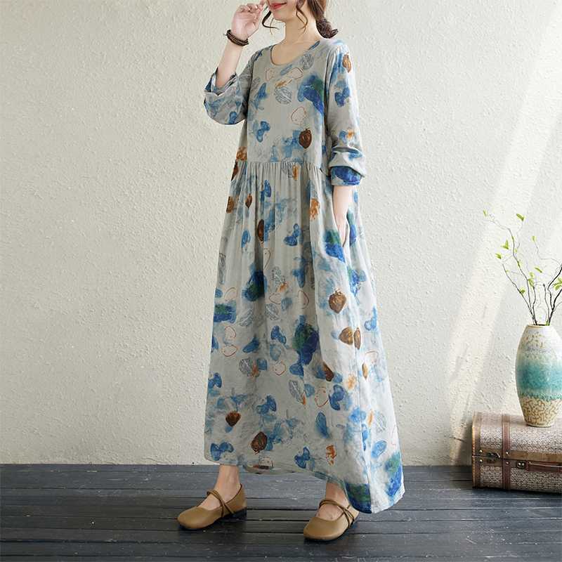 

Новое женское платье большого размера с круглым вырезом, платье-пуловер для мам среднего и пожилого возраста XL