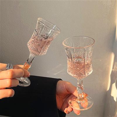 50ml/100ml Luxury Cocktail Glass High Footed Wine Glass Exquisite Red Wine Glass Classic Carved Sweet Wine Cup Elegant Glassware