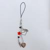 Shell Fish Tail/Bass/Heart Needle Keyring Phone Charm Detachable Phone Lanyard Beaded Keychain Jewelry for Wallet