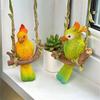 Resin Parrot Swing Figurine Outdoor Hanging Animal Sculpture Tropical Bird Swing Statue for Patio