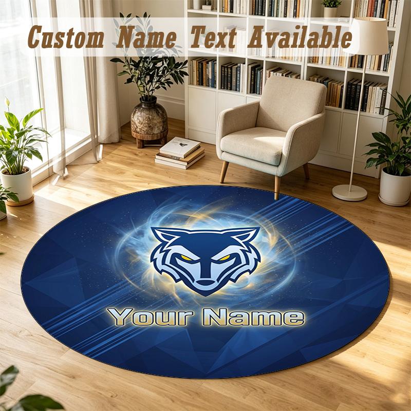 Round Rug Custom NameWarrington Wolves Pattern Non Slip Carpet Home Floor Decor