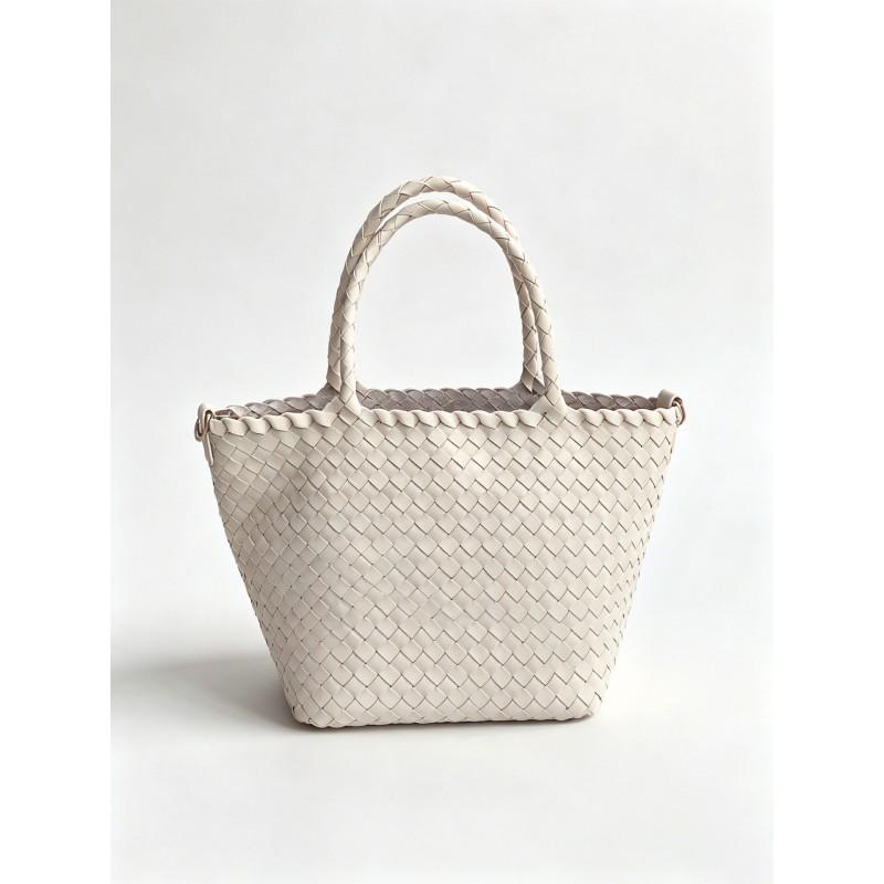 Handwoven Genuine Leather Tote Bag Women Large Capacity Casual Shoulder Handbag In Soft Full-Grain Cowhide