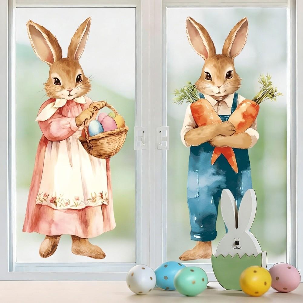 Waterproof Easter Egg Window Decals Creative Easter Bunny Static Cling Decal  Window Decoration