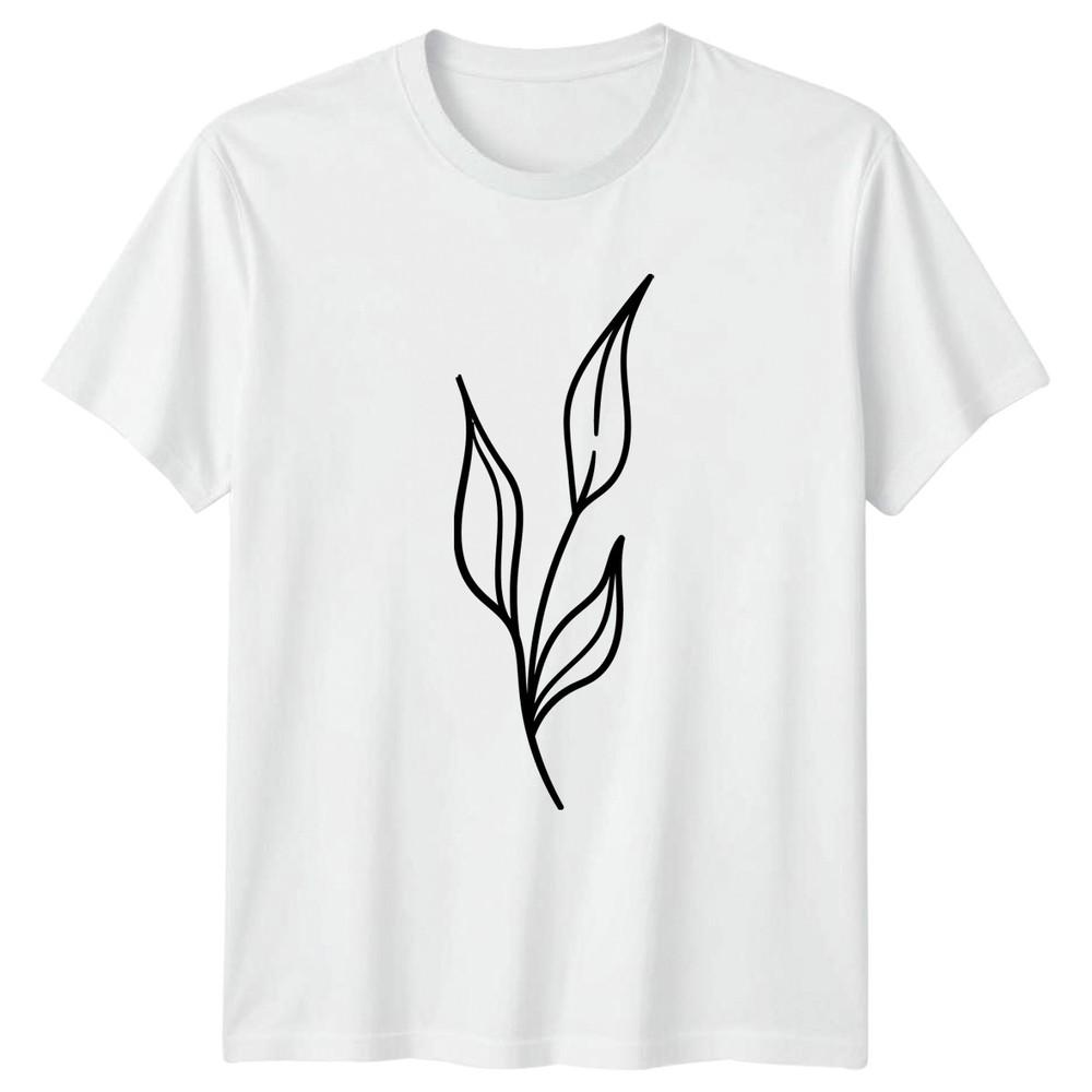 Simple Botanical Leaf Art TShirt Minimalist Foliage Nature Plant S