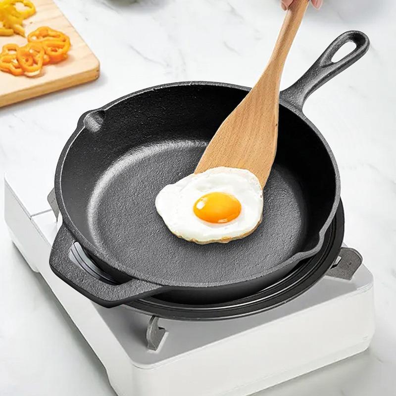 Cast iron ear frying pan 10 inch 12 inch flat bottom frying pan pig iron pancake pan iron pan uncoated wok induction cooker