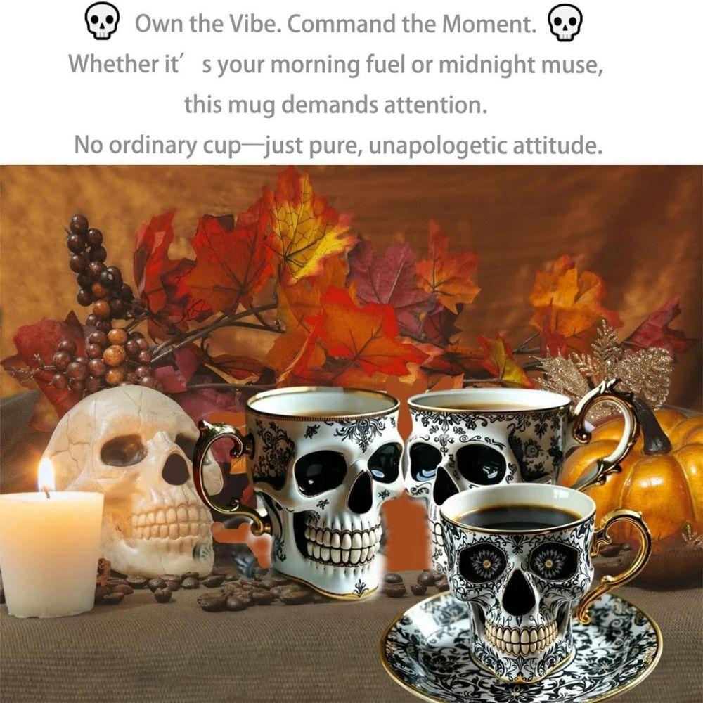 Bonehead Design Skull Coffee Mug Resin Skeleton Head Mugs Skull Crusher Coffee  for Coffee Lovers