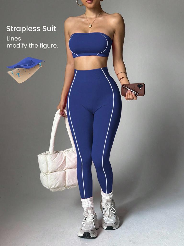JYL Straplesslette Naked Backless Yoga Pants Set
