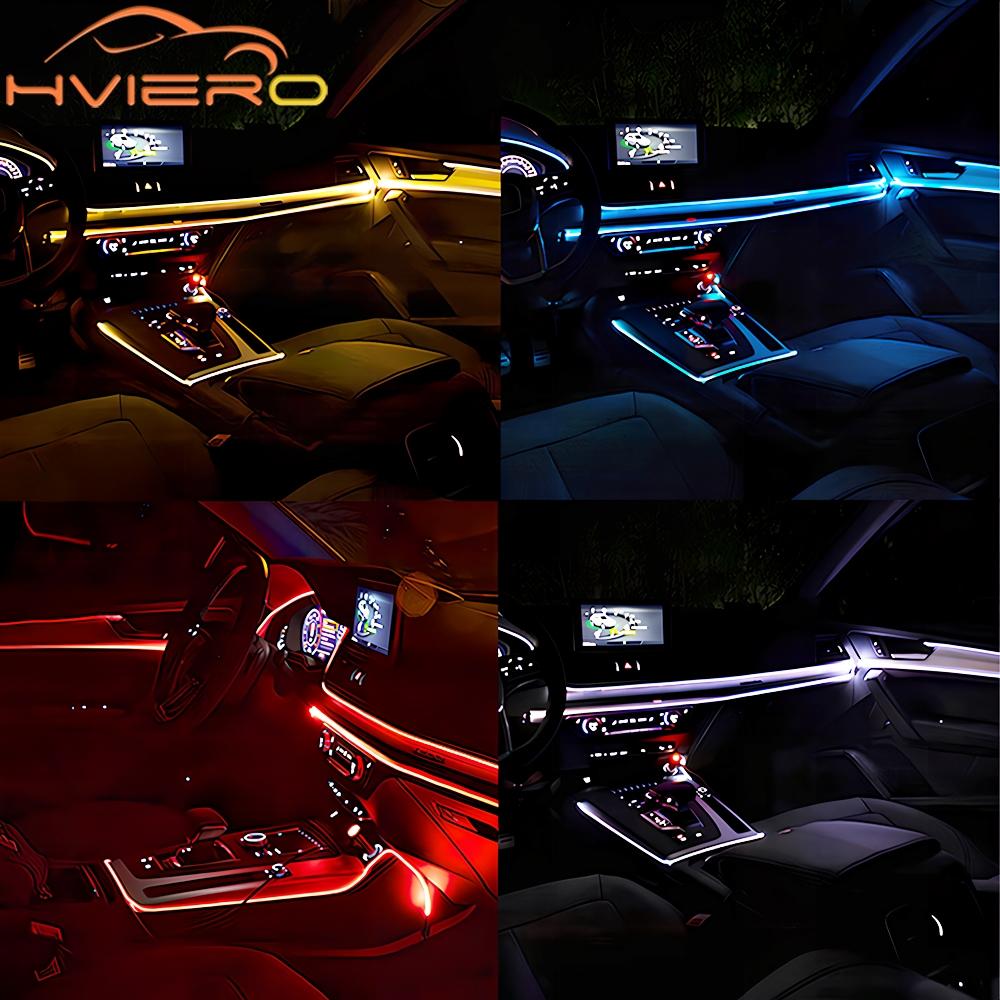 1M 2M 3M 5M Car Interior Lighting Auto LED Strip Wire Rope Tube Line Flexible Neon Light With 12V USB Cigarette Drive
