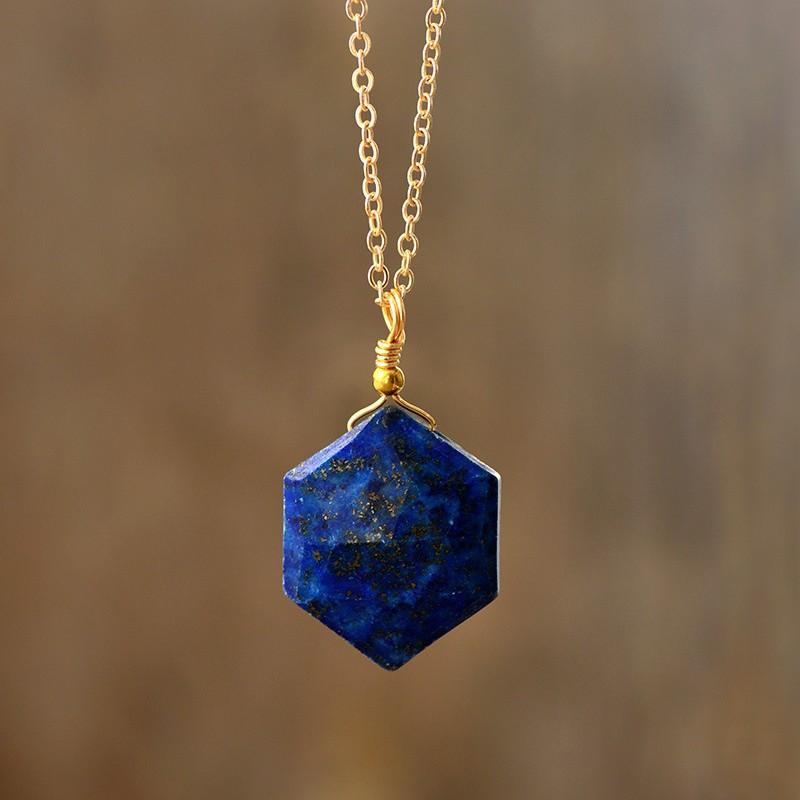 High Quality Natural Stone Hexagonal Crystal Simple Fashion Pendant Necklace Popular Jewelry Designer Jewelry