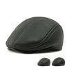 Mütze für Herren und ältere Menschen, Wintermütze, warm, mit Ohrenschutz, Leder, Schirmmütze