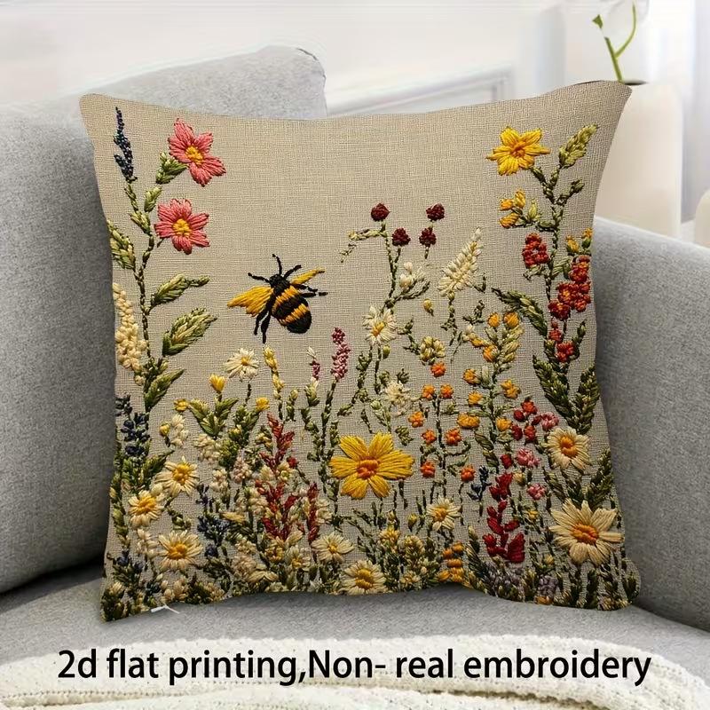 Cute Animals Print Pillowcase: 2D Flat Printing, Non-real Embroidery, Night Sofa  Night Sofa Cushion
