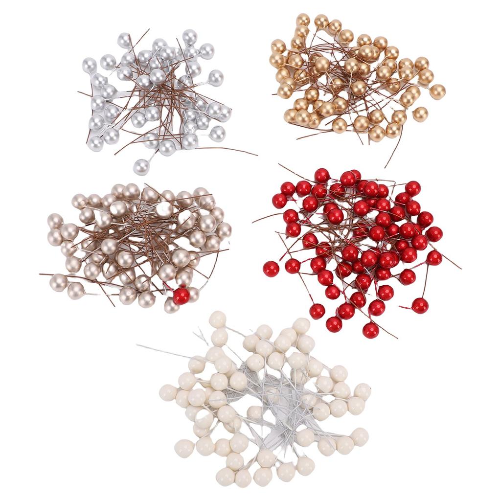 300PCS Artificial Berries 5 Color 10mm Simulated Berries Ornaments Crafts Holiday Home Decor
