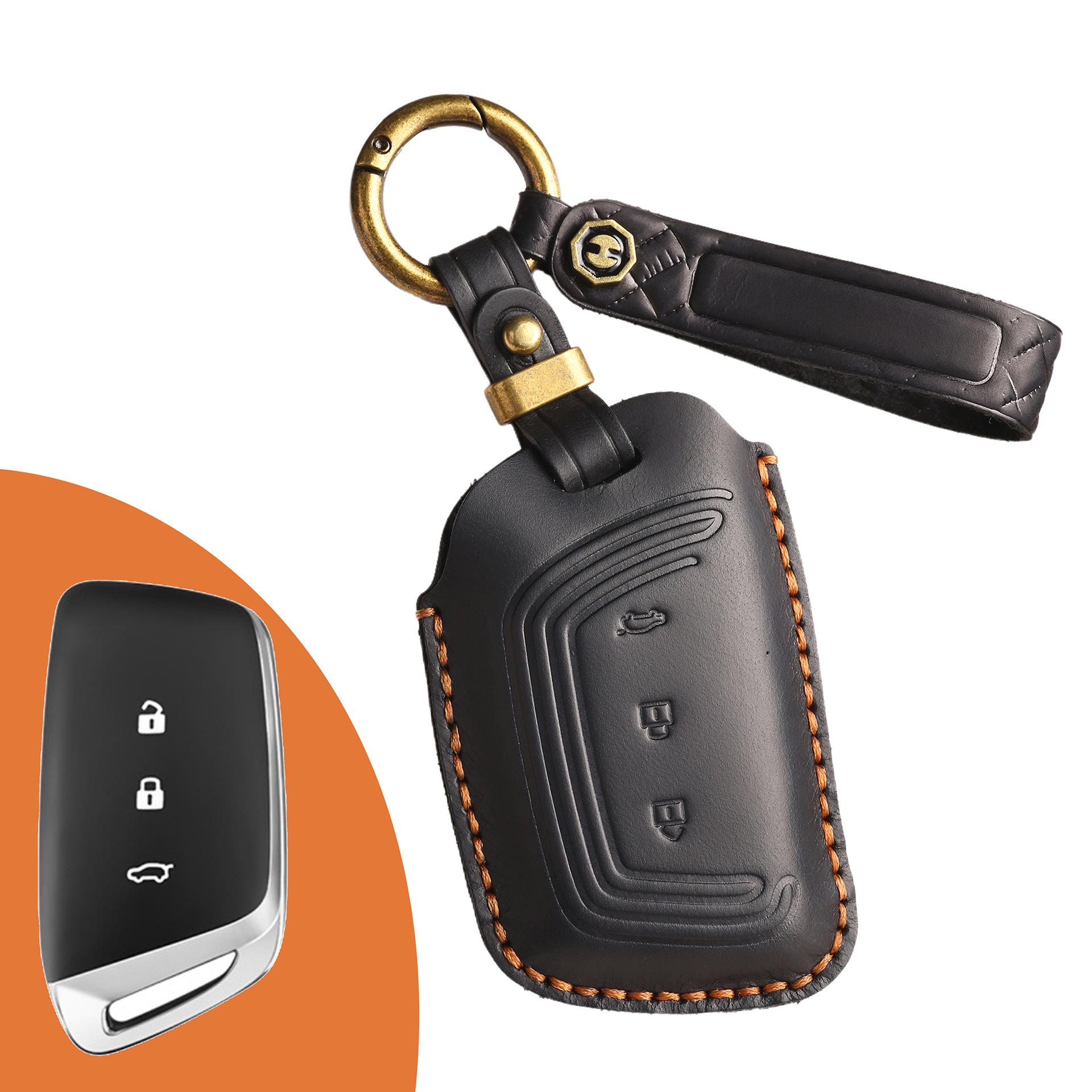 

The retro key cover is suitable for Baojun s new rm5rs-5rc6rs3 Wuling Hongguang mini ev leather protection bag. чёрный