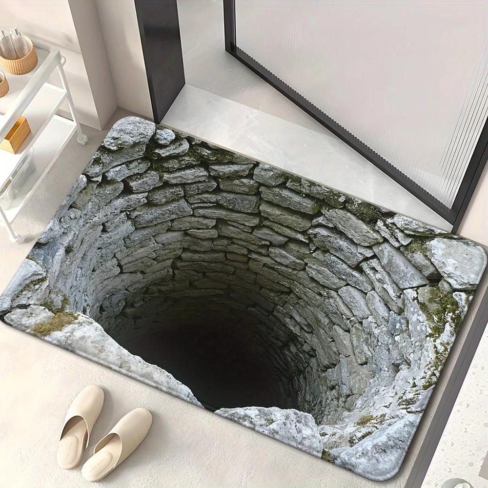 3D Visual Polyester Cloth Floor Mat for Household Bathroom Door, Absorbent and Non Slip Foot Mat, Easy To Maintain