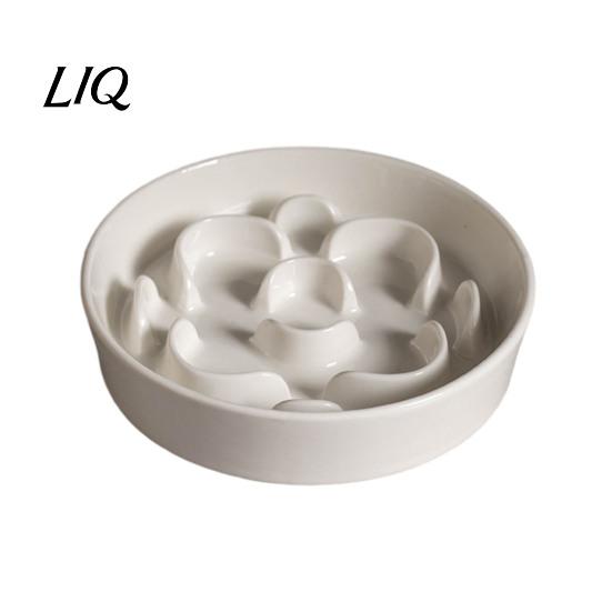 Slow Feeder for Dogs Elevated Pet Feeder, Ceramic Dog Bowl with Stand, Prevents Dish Choking, Protects Spine, Raised Food Cats Spine Protection