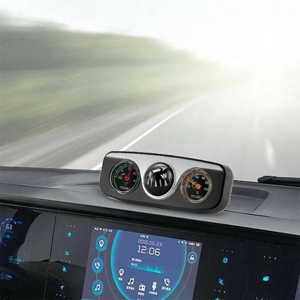 3 In 1 Car Navigation Ball Multifunctional Dashboard Compass Built In Thermometer Hygrometer Portable Vehicle Navigation Tool For Outdoor Camping Hiki