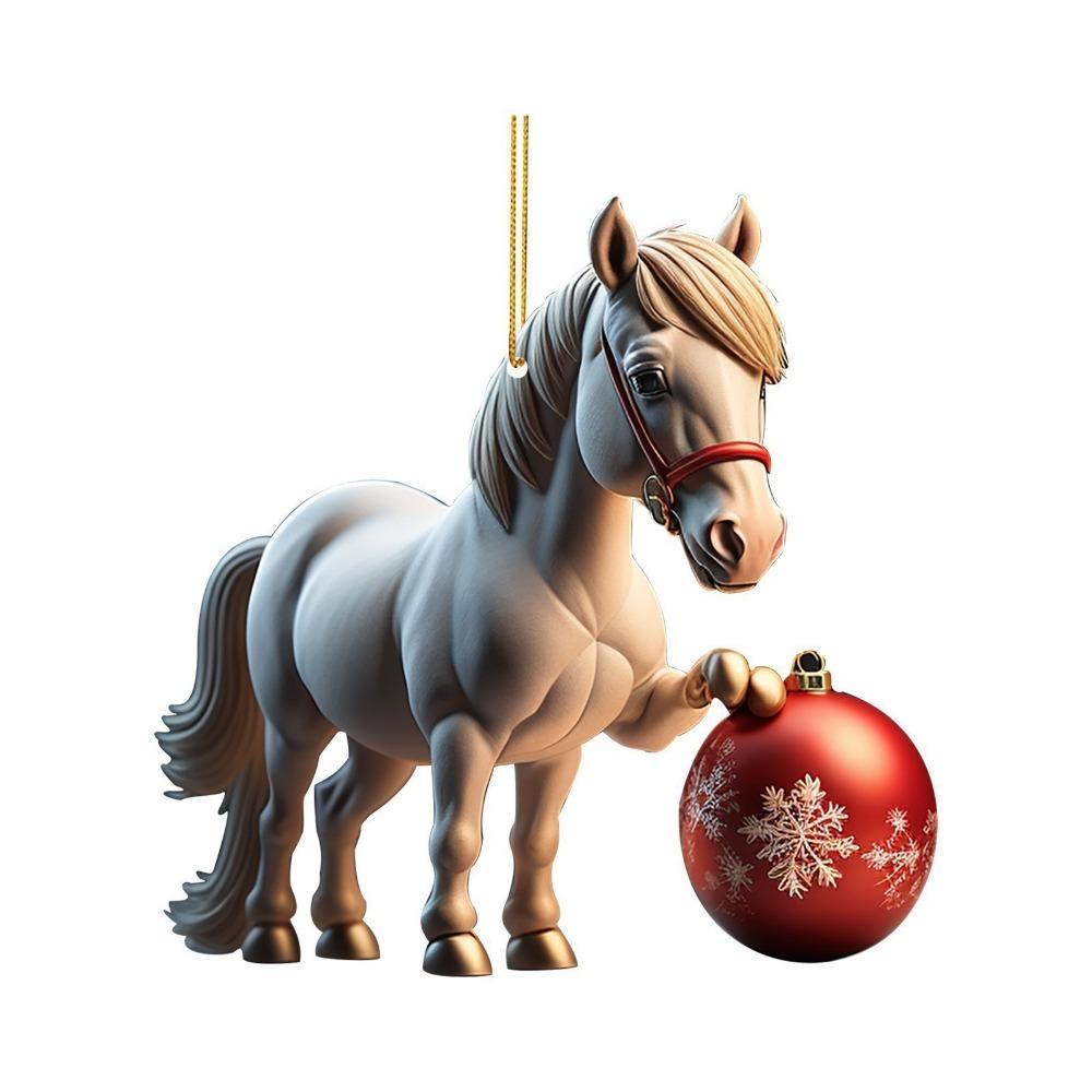 2D Flat Christmas Hanging Pendant DIY Accessories Acrylic Car Horse Pendant Multi-scene Xmas Tree Hanging Ornament Navidad Decor