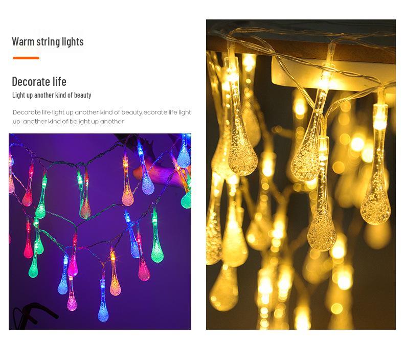 LED Bubble Ball Water Drop Colorful Outdoor String Lights, Battery/USB Powered for Camping & Festival Decorations