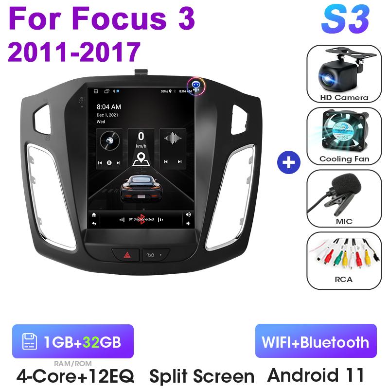 9.7" 2 Din Android 12 Car Radio For Ford Focus 3 Mk 3 2011 - 2019 Multimedia Video Player GPS 4G Carplay Auto Stereo RDS DSP DVD